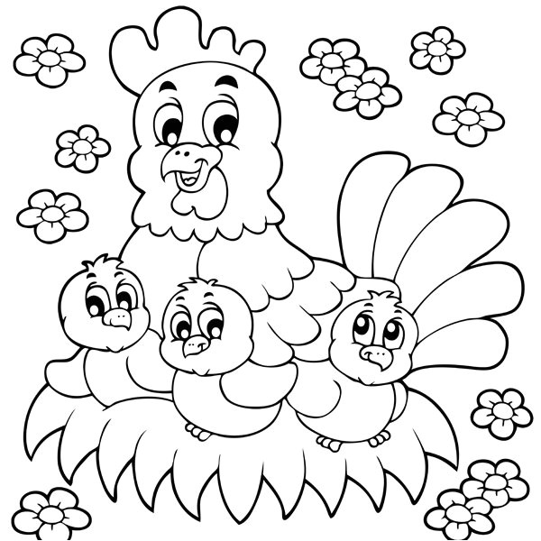 Coloriage Poussin De Paques Coloriage De Pâques La Poule Et Ses Adorables Poussins