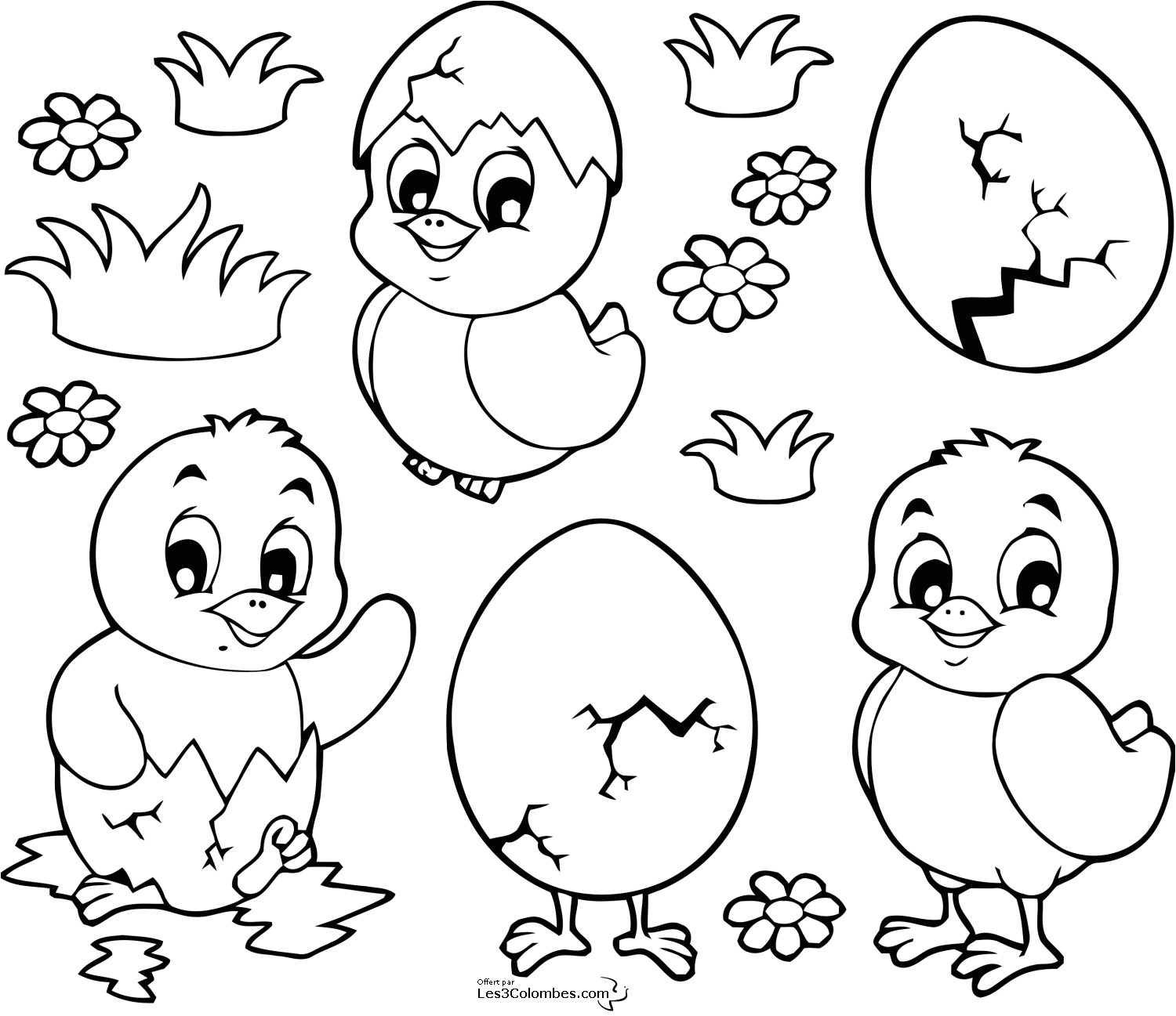 Coloriage Poussin De Paques Poussin 3 Animaux – Coloriages à Imprimer