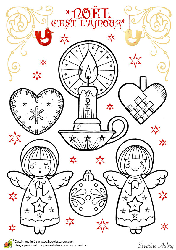 Coloriage Professionnel A Imprimer Dessin   Colorier De Décorations De No L Petits Anges Et