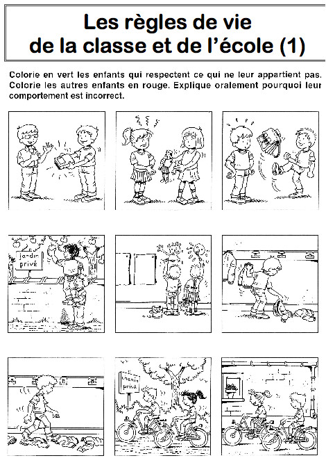 Coloriage Règles De Vie Maternelle Règles De Vie