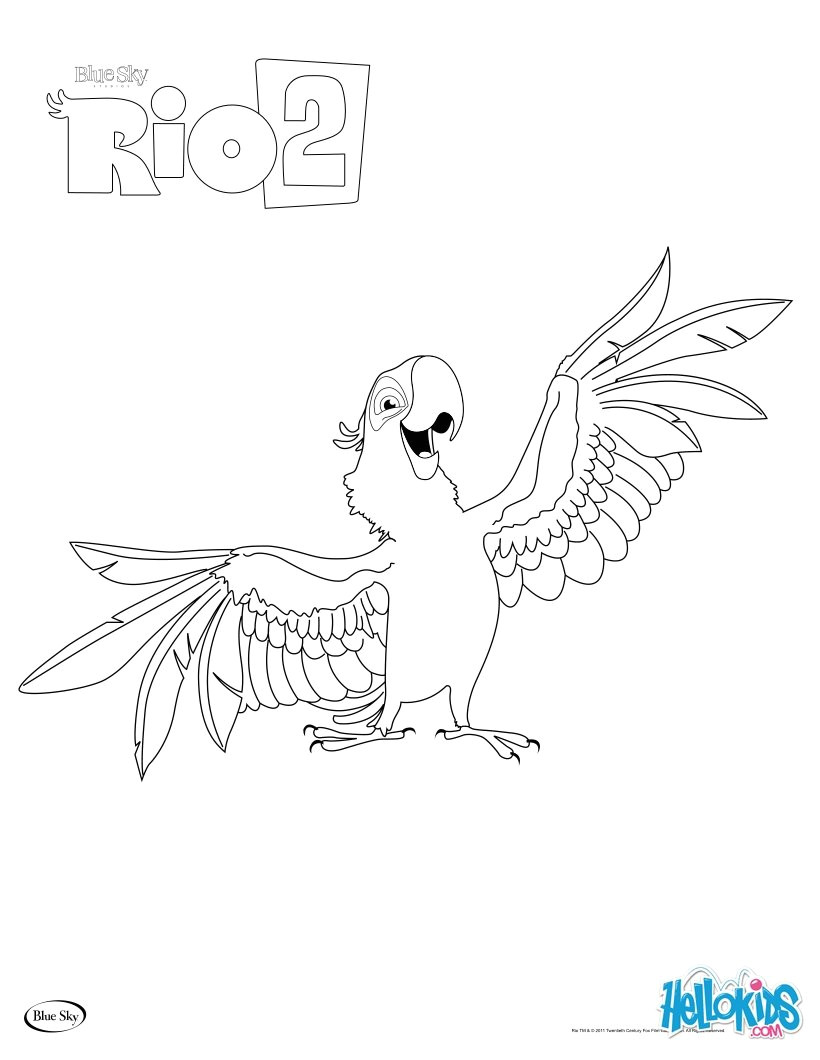 Coloriage Rio 2 à Imprimer Blu Zum Anmalen Zum Ausmalen De Hellokids