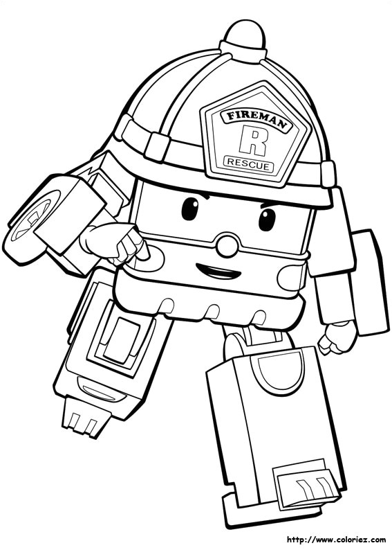 Coloriage Robocar Poli à Imprimer Gratuit Dessins Gratuits   Colorier Coloriage Camion Pompier  