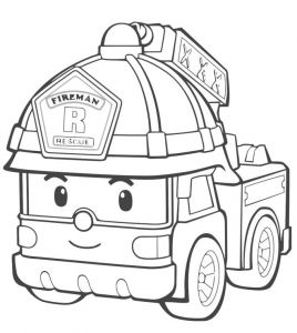 Coloriage Robocar Poli En Ligne Gratuit Dessin Camion De Pompier En Couleur