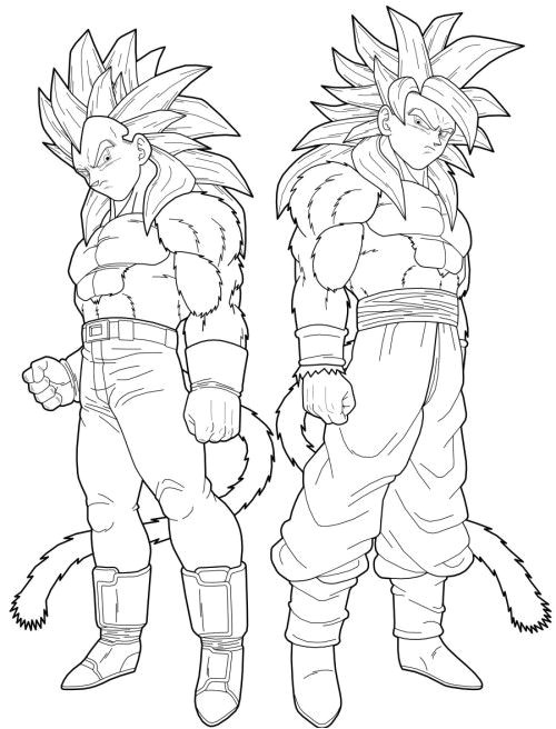 Coloriage Sangohan Super Sayen 3 Dragon Ball Ve A and Goku Transforms Into A Super Saiyan 4