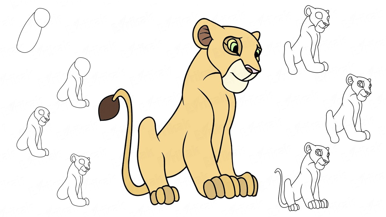 Coloriage Simba Et Nala Ment Dessiner Nala étape Par étape Avec Un Crayon Simple