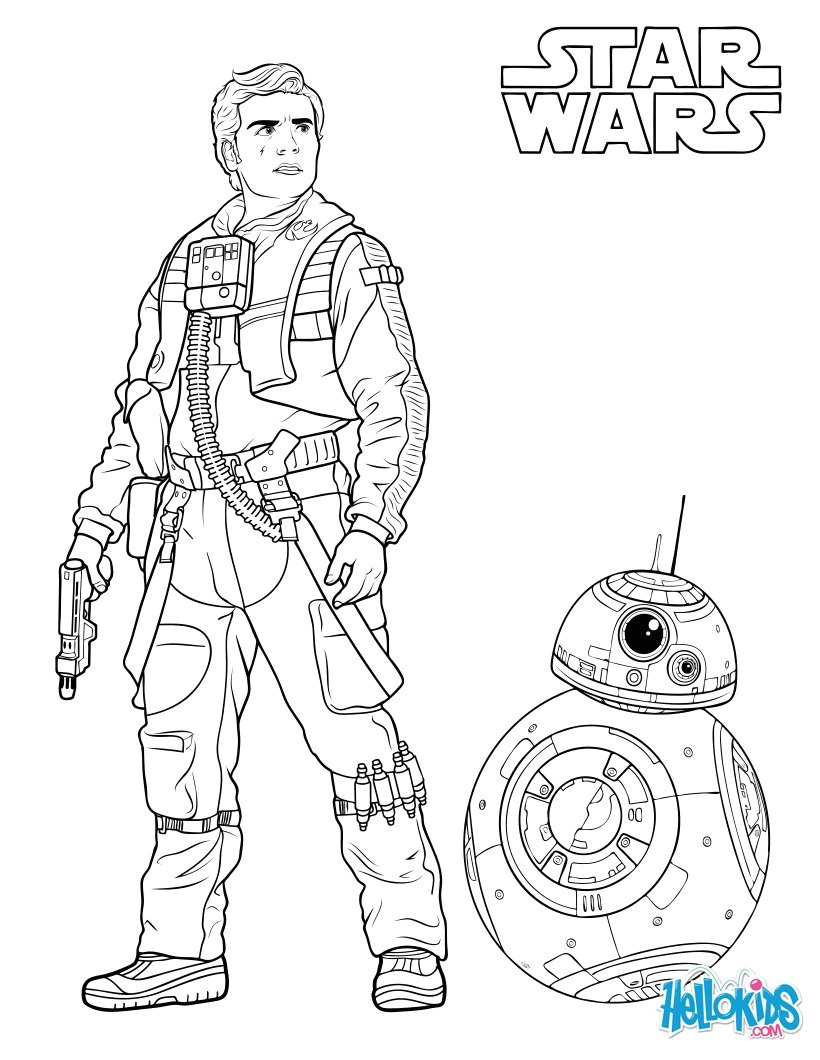 Coloriage Star Wars Droide Coloriages Poe Dameron Et Bb8 Fr Hellokids