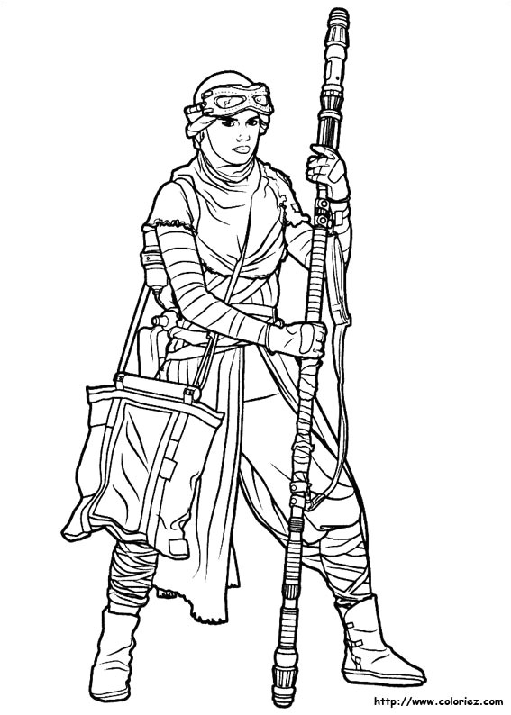 Coloriage Star Wars Rey Coloriage Rey Debout