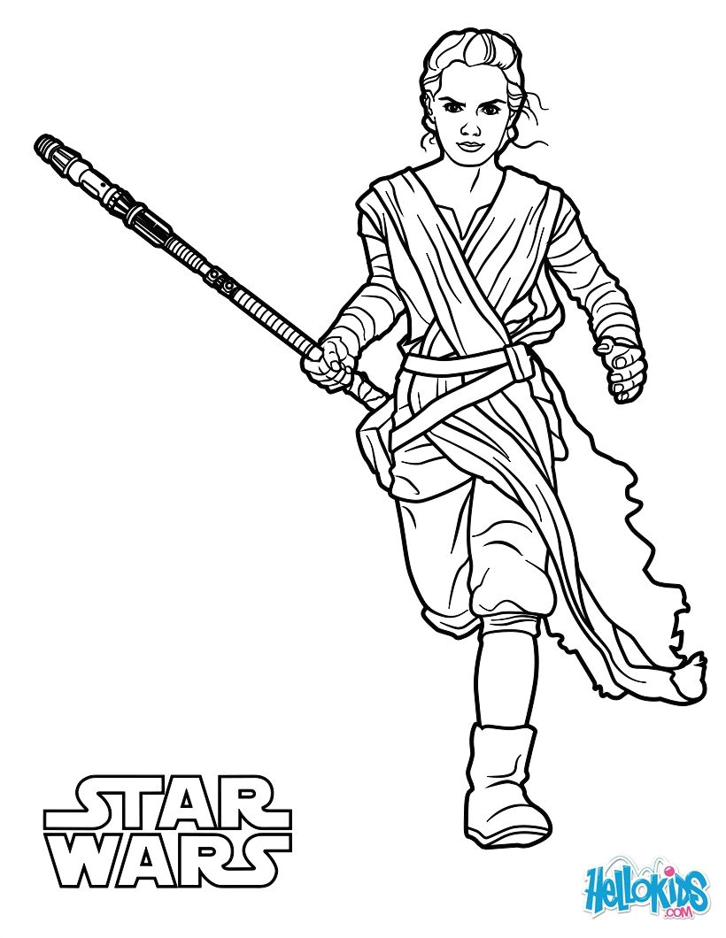 Coloriage Star Wars Rey Coloriages Rey Le Réveil De La force Fr Hellokids