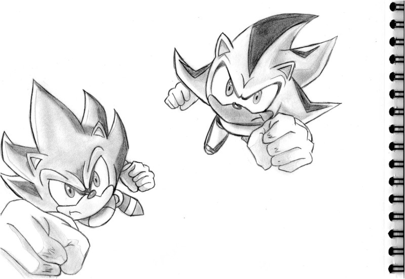 Coloriage Super sonic Et Super Shadow Coloriage Super sonic Les Beaux Dessins De Dessin Animé