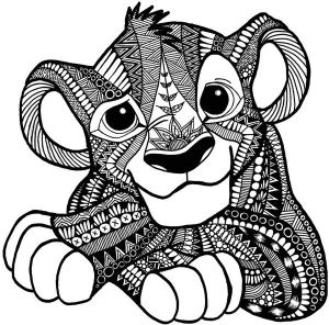 Coloriage Sur ordinateur Animaux Zentangle Simba