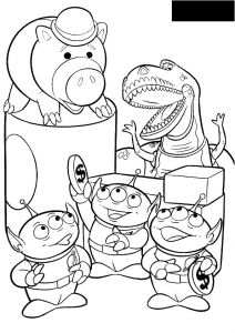 Coloriage toys Story 4 Fourchette Hamm Aliens and Rex toy Story Kids Coloring Pages