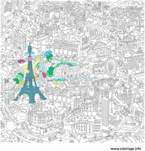 Coloriage Ville De Paris Coloriage Xxl Ville De Paris France 2 Dessin