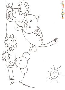 Coloriages Avec La souris Coloriage Du Chat Et De La souris Sur Tête à Modeler