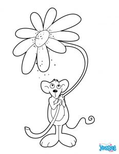 Coloriages Avec La souris Coloriages souris Avec Une Fleur Fr Hellokids