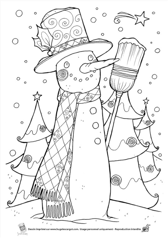 Coloriages De Noel Hugo L Escargot Coloriage Bonhomme Neige
