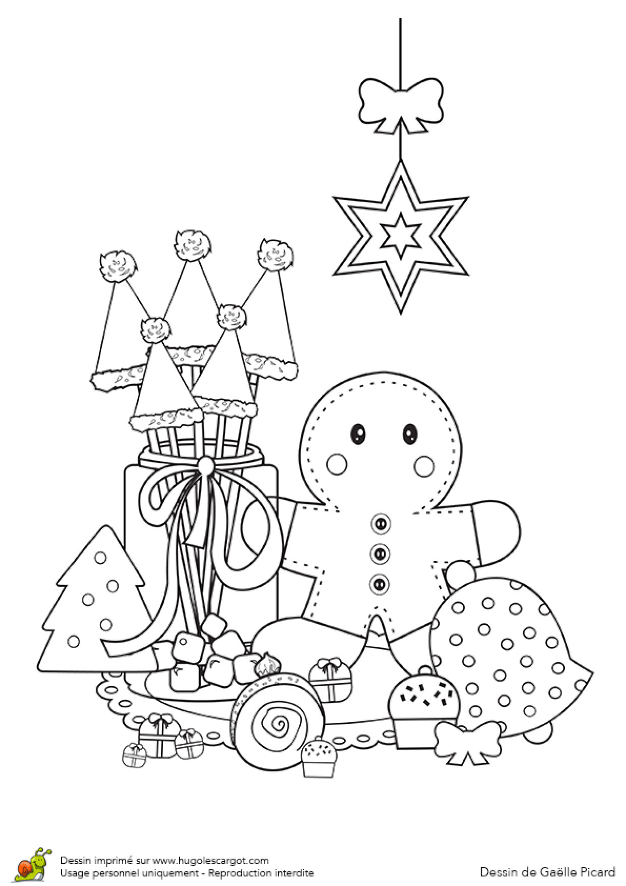 Coloriages De Noel Hugo L Escargot Coloriage Décorations De No L Petit Go Ter