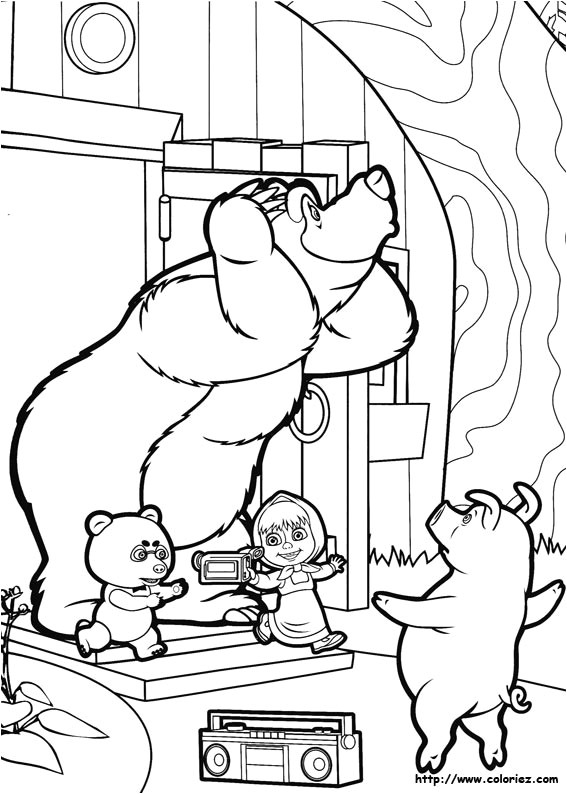 Coloriages Masha Et Michka Coloriage Masha and the Bear Page Download Gambar Sketch