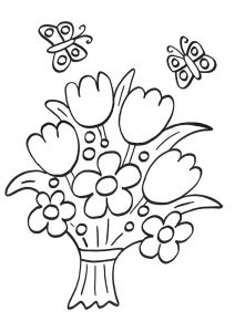Coloriages Sur Les Fleurs Pour Enfant Coloriage à Imprimer Bouquet De Fleurs Et Papillons