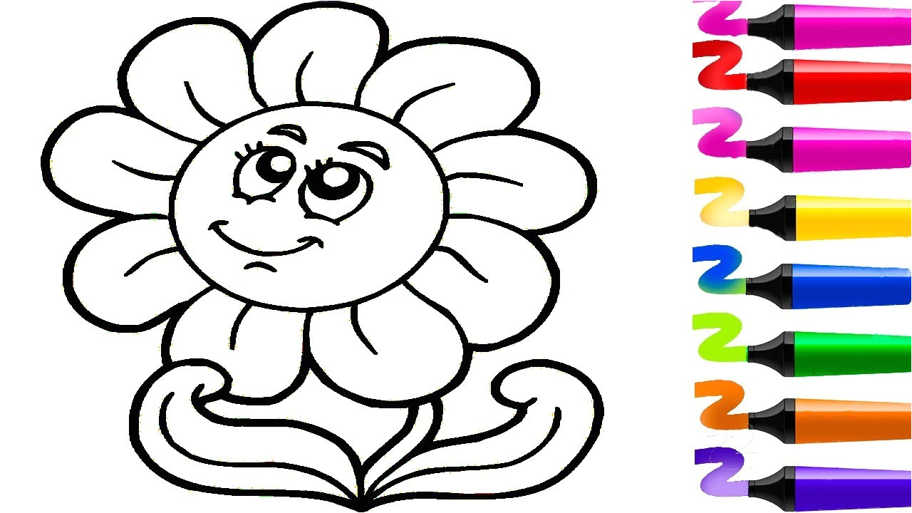 Coloriages Sur Les Fleurs Pour Enfant Dessin Facile Dessin Fleur Dessiner Et Colorier