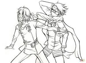 D Gray Man Coloriage Allen Walker and Lavi From Manga D Gray Man Coloring Page