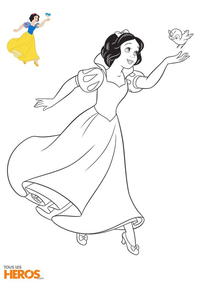 Dessin De Coloriage Princesse Coloriages Disney Princesses Blanche Neige Avec Un Mignon
