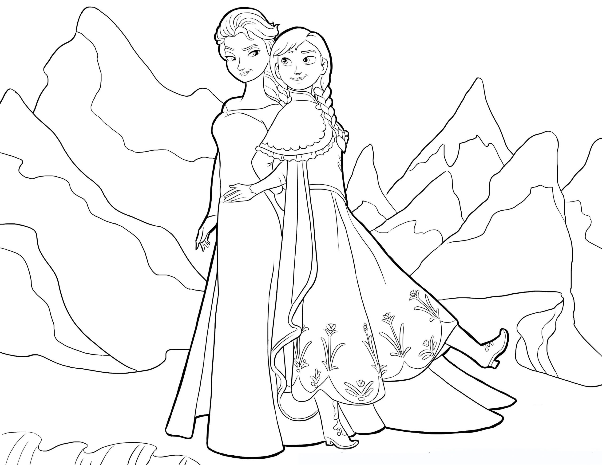 Elsa Et Anna Coloriage Coloriage Dessins Dessins   Imprimer Et La Couleur En Ligne