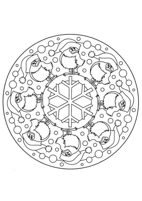 Flocon De Neige Coloriage Un Dr´le De Mandala Posé D Oiseaux Et De Flocon De Neige