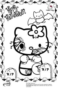 Hello Kitty Halloween Coloriage October 2013