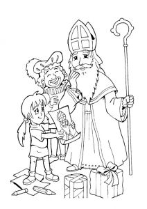 Hugo L Escargot Coloriage Saint Nicolas Saint Nicolas Entouré Par Des Enfants   No L   Colorier