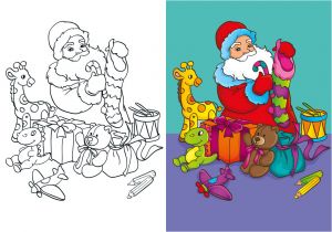 Jeux De Coloriage Avec Modele Coloriage Avec Modèle Le Père Noël Prépare Les Cadeaux