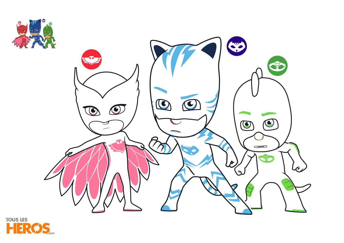 Jeux De Coloriage Avec Modele Coloriages Pyjamasques tous Les Heros Le Blog