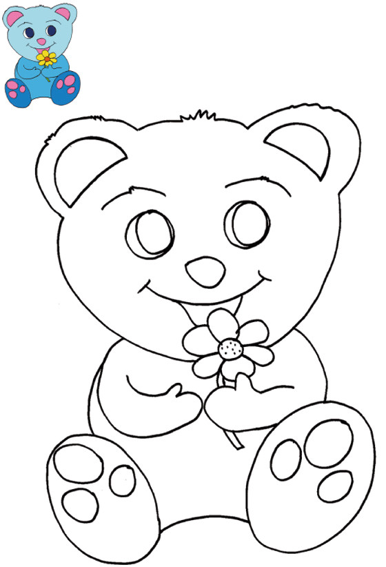 Jeux De Coloriage Avec Modele Imprimer Le Coloriage Nounours Bleu Avec Modèle Tête à
