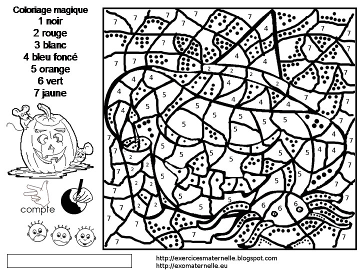 Jeux De Coloriage D Halloween Maternelle Coloriage Magique Une Citrouille D Halloween