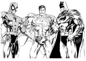 Jeux De Coloriage De Spiderman Et Batman Coloriages Spiderman Superman Et Batman Fr Hellokids