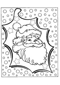 Joli Coloriage De Noel Très Joli Portrait Du Père Noël Avec Des Neiges à