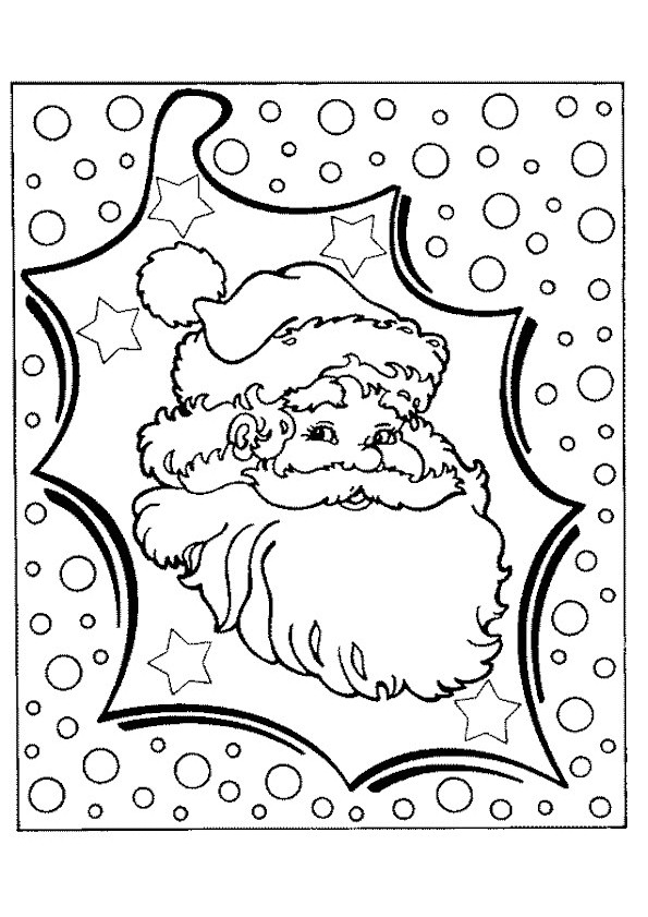 Joli Coloriage De Noel Très Joli Portrait Du Père Noël Avec Des Neiges à