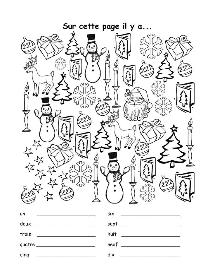 Joyeux Noel En Coloriage French Christmas Vocab Sheet Includes Practice with Numbers