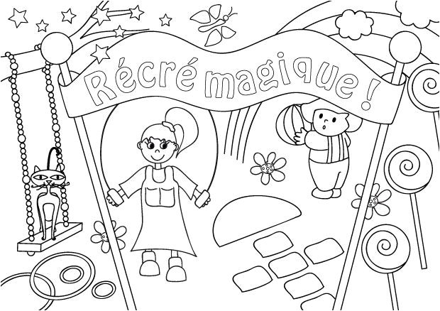 Leçon De Coloriage Poésie Coloriage Cour De Récréation Coloriage Récré Magique