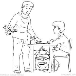 Leçon De Coloriage Poésie Coloriage Enseignant Et élève Dans La Classe