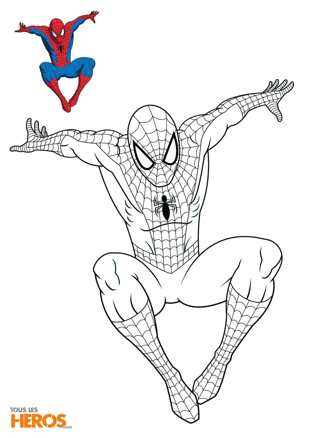 Livre De Coloriage Marvel Coloriage Spiderman En Train De Sauter Sur son Ennemi