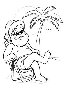 Pere Noel Cheminee Coloriage A Colorier Le P¨re No L La Plage Pendant Les Vacances D