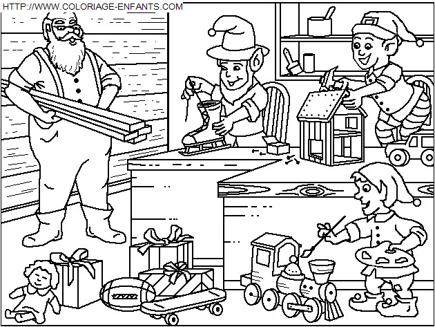 Pere Noel Et Ses Lutins Coloriage Coloriage Fetes Noel Maison Pere Noel à Imprimer Et à Colorier