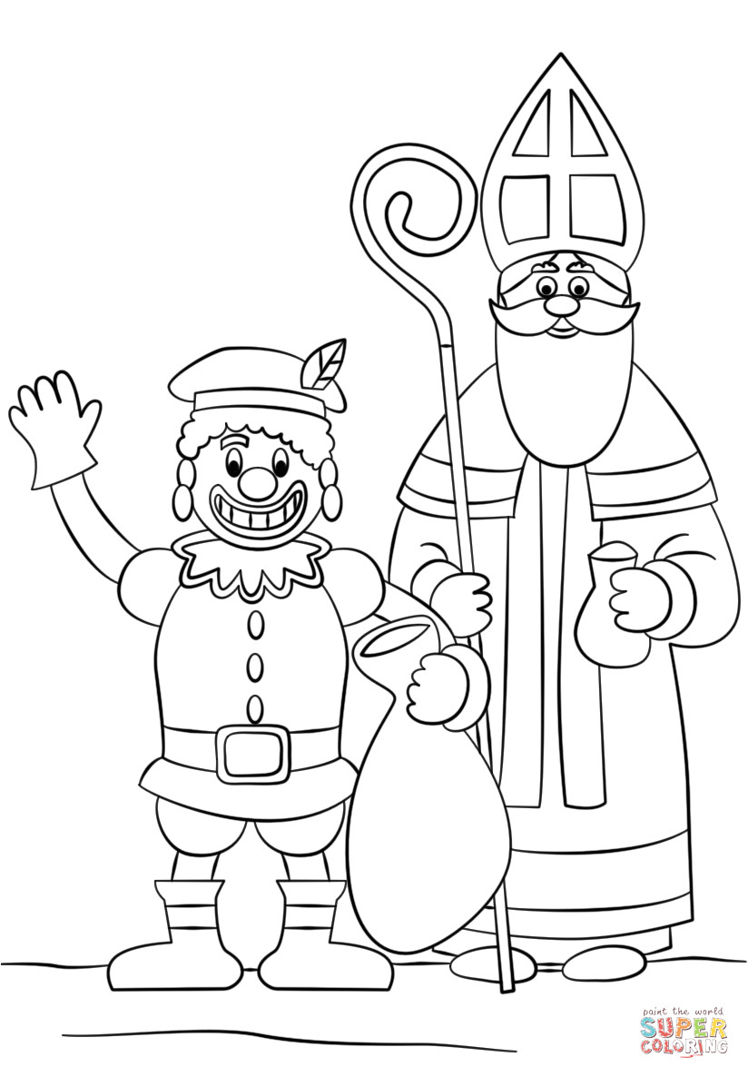 Saint Nicolas Coloriage A Imprimer Coloriage Père Fouettard Et Saint Nicolas