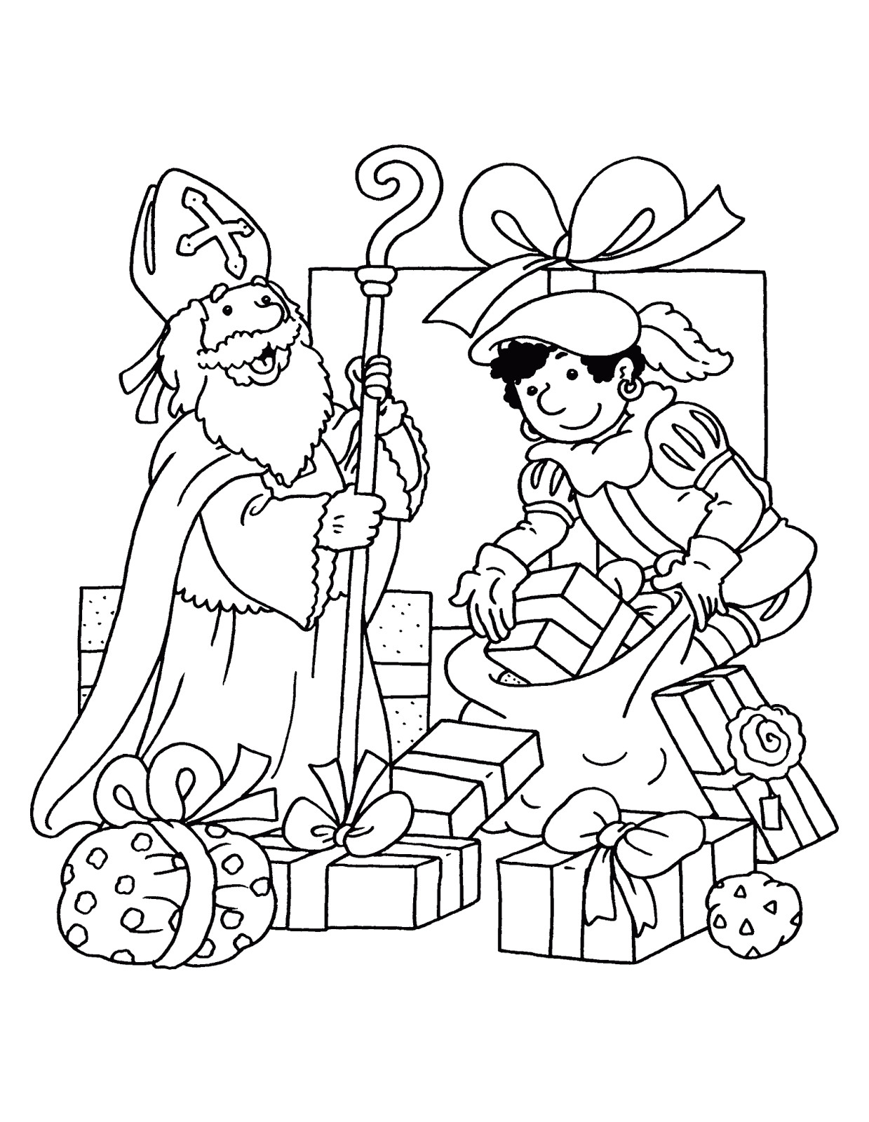 Saint Nicolas Et Père Fouettard Coloriage Dessin De Saint Nicolas A Colorier
