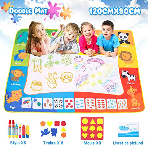 Tapis Coloriage Eau tomy Aquadoodle Omew Tapis Aquadoodle Tapis Doodle 120 90cm Eau Peinture Magic Mats Grand Surface De Dessin 4 Couleurs Avec 6 Stylos 8 Timbres 1 Moules1 Livret De