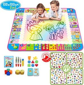 Tapis Coloriage Eau tomy Aquadoodle Sunyjoy 2 En 1 Tapis Aquadoodle 100 X 100 Cm Grand Tapis De Dessin Eau Enfant Jeu De Puzzle Tapis Doodle Avec 16 Accessoires Jouets éducatifs Pour