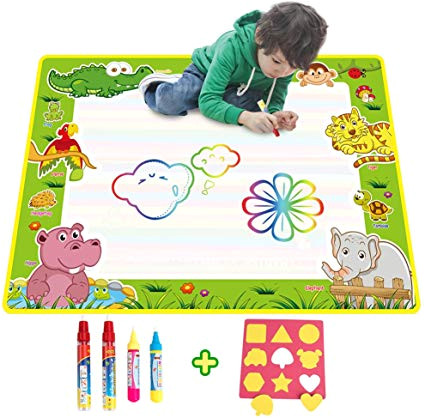 Tapis De Coloriage Aqua Magique Tapis De Dessins Aqua Eau Doodle Mat Avec 4 Magique Water Stylo Et 1 Eva Graphique Réutilisable Multicolore Pas De Désordre Peinture Ecriture Planche
