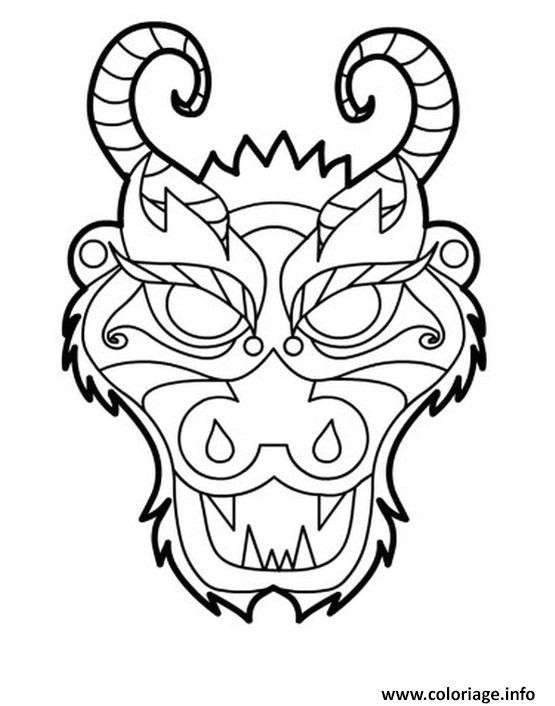 Tête De Dragon Chinois Coloriage Coloriage Dragon Masque Tete Dessin
