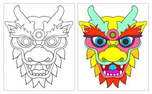 Tête De Dragon Chinois Coloriage Masque Dragon ateliers Manuels
