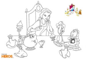 Tous Les Heros Coloriage Coloriage De La Princesse Belle   Table Avec tous Ses Amis